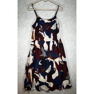 Ann Taylor Loft Sleeveless Fall Burgundy Blue White Dress Women’s Size  6 Rayon